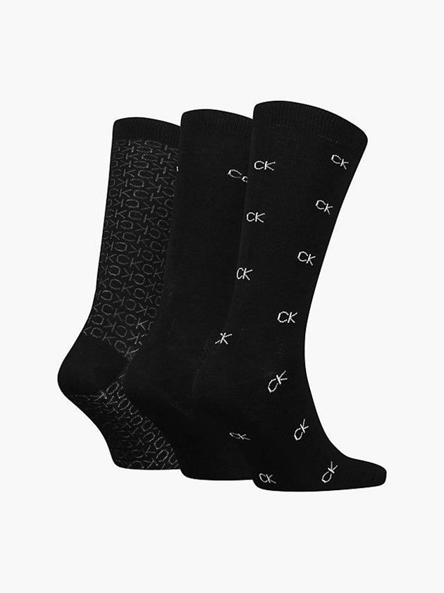 Black Calvin Klein 3 Pack Crew Gift Set Men Socks | CUZD-48392