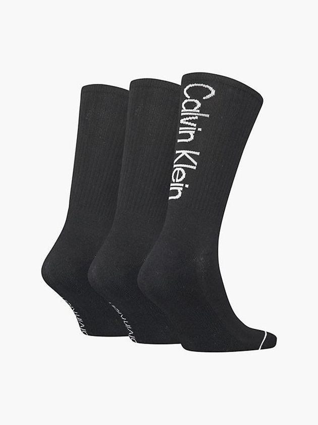 Black Calvin Klein 3 Pack Crew Men Socks | PDGZ-73564