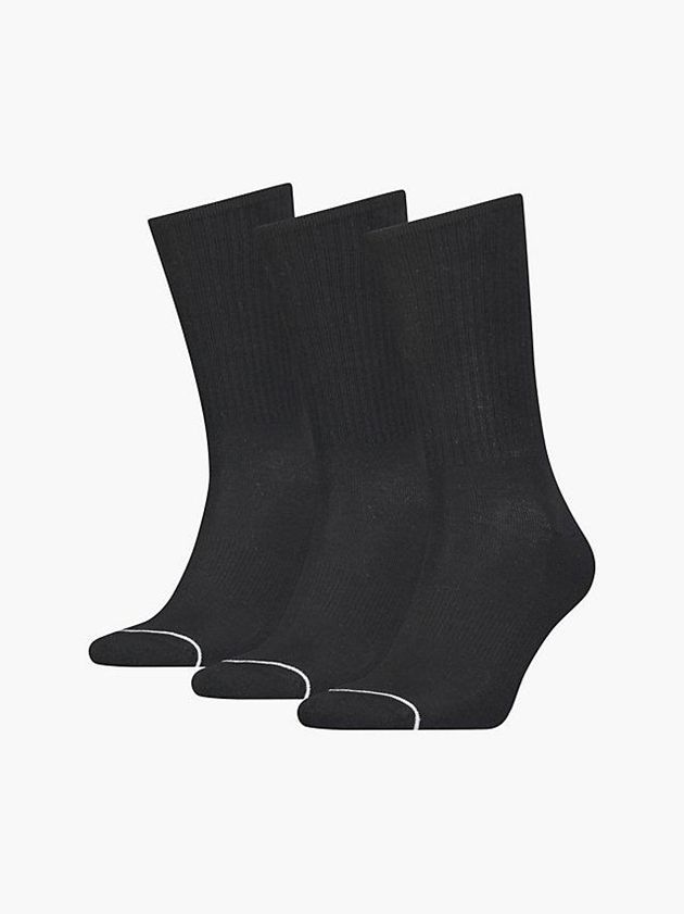 Black Calvin Klein 3 Pack Crew Men Socks | PDGZ-73564