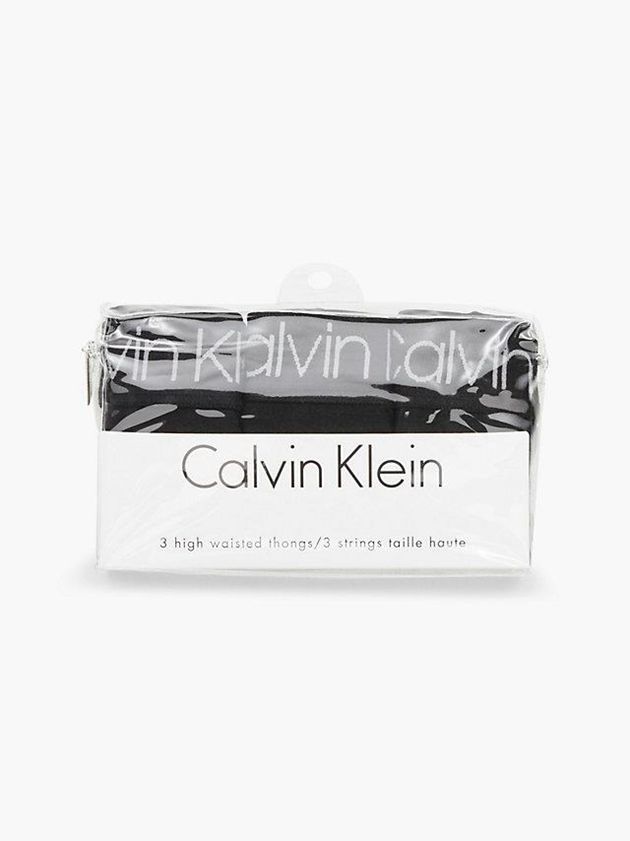 Black Calvin Klein 3 Pack High Waisted - Body Women Thong | QBAT-51740