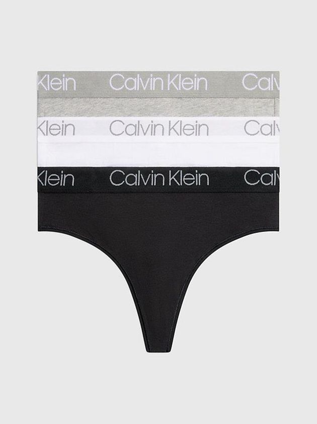 Black Calvin Klein 3 Pack High Waisted - Body Women Thong | RTUZ-74160