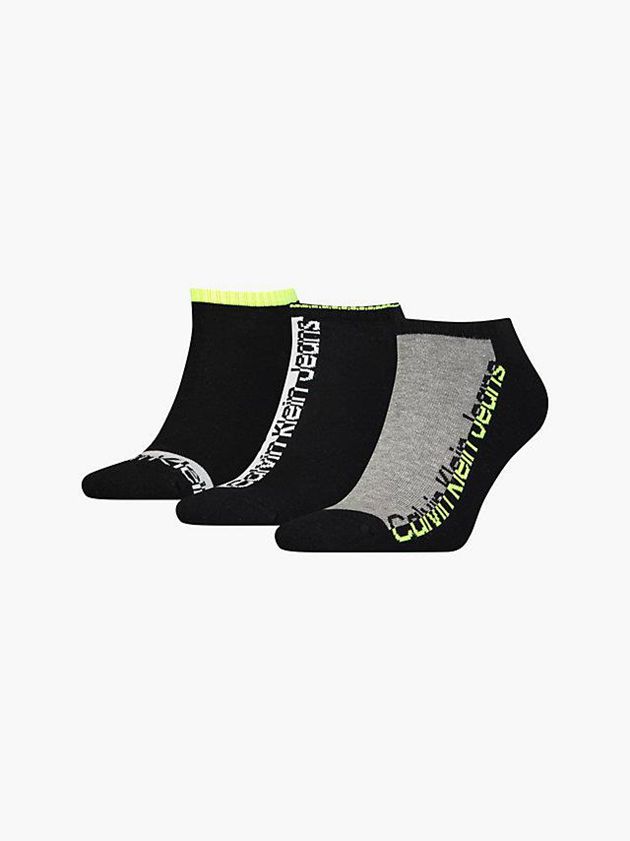 Black Calvin Klein 3 Pack Logo Ankle Men Socks | XHAS-45706