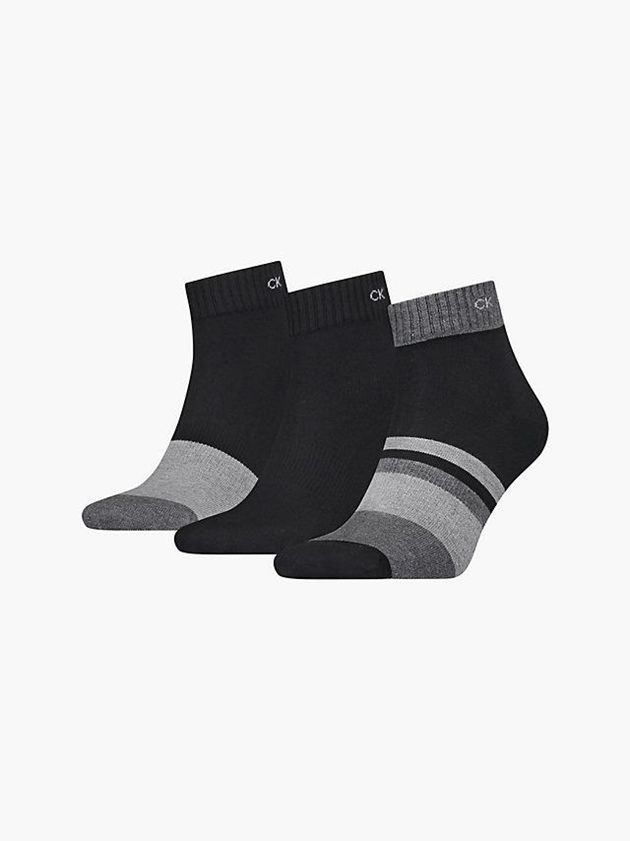Black Calvin Klein 3 Pack Organic Cotton Ankle Men Socks | KVQS-06231