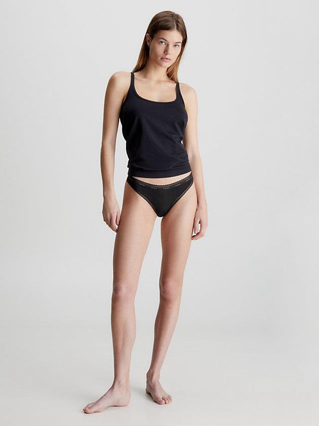 Black Calvin Klein 3 Pack - Bottoms Up Women Thong | SBYQ-97840