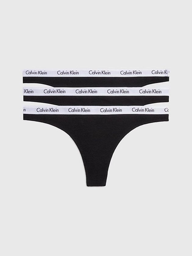 Black Calvin Klein 3 Pack - Carousel Women Thong | NQAO-93502