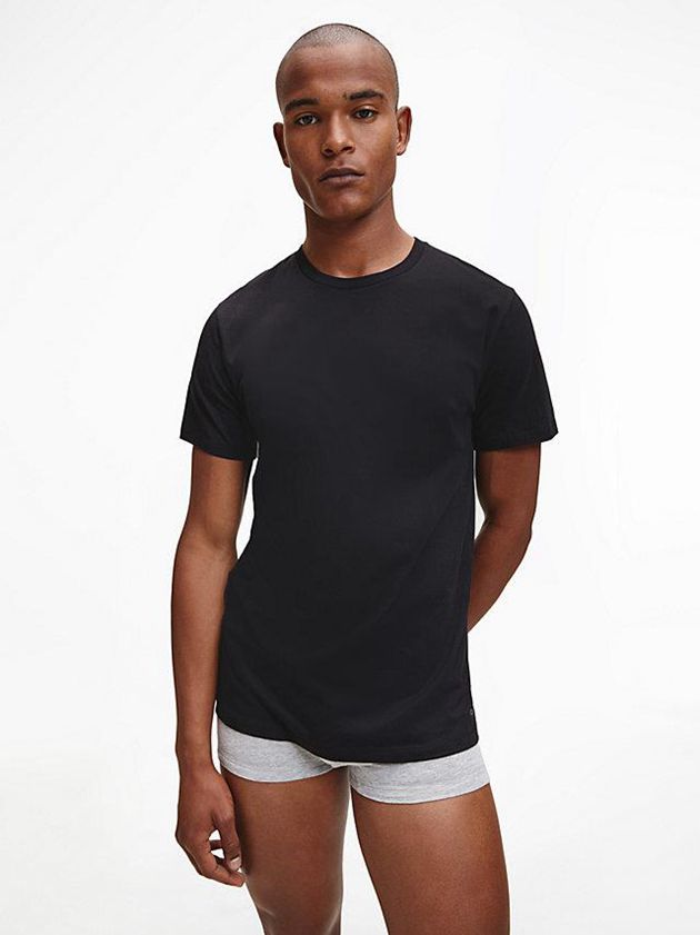 Black Calvin Klein 3 Pack - Cotton Classics Men T-Shirt | KYLF-01596