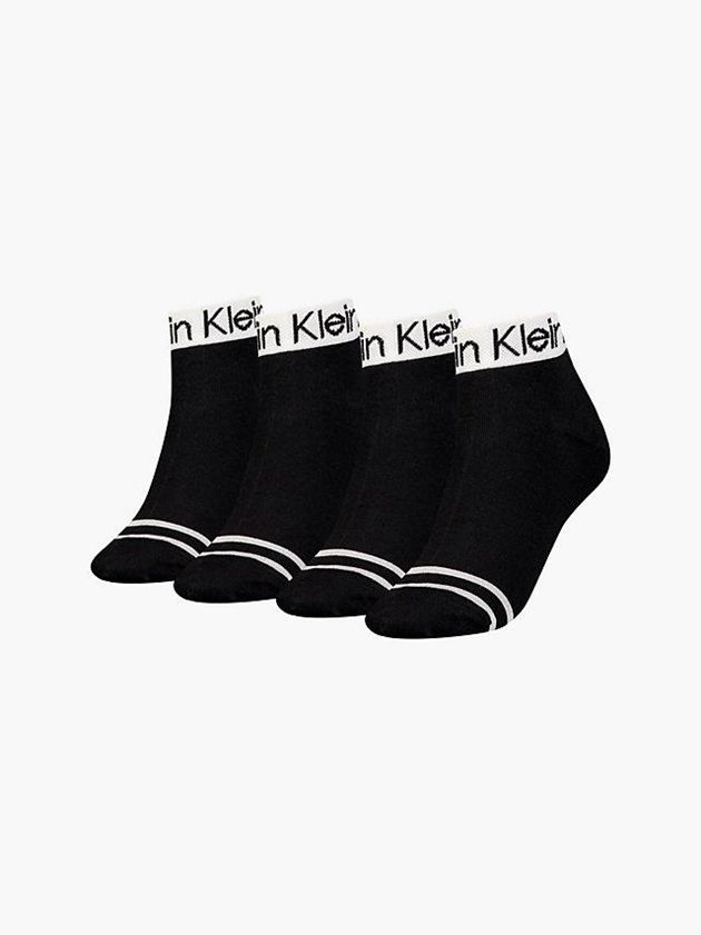 Black Calvin Klein 4 Pack Ankle Women Socks | HSDF-13529