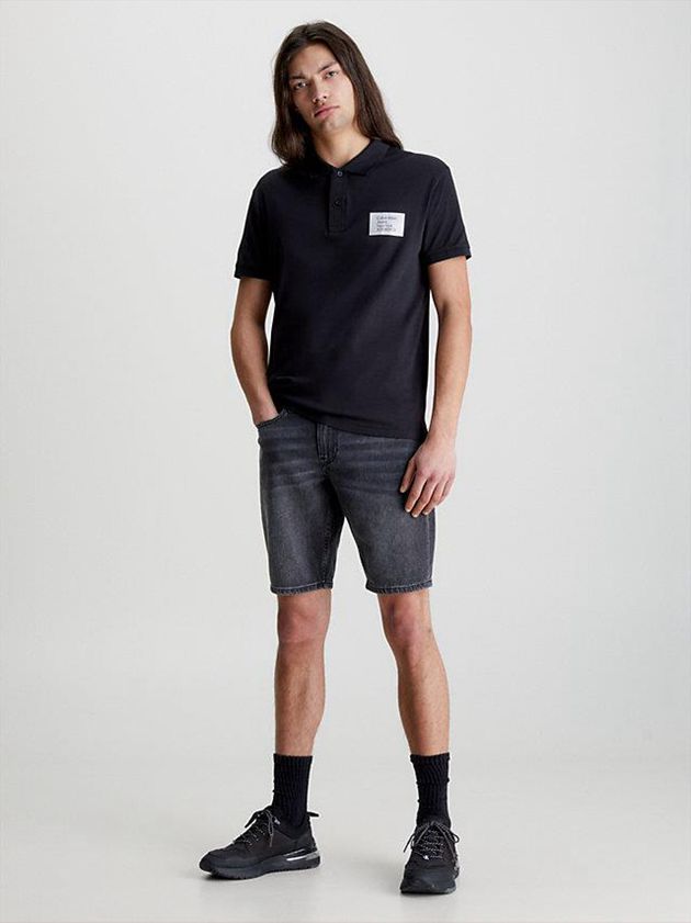 Black Calvin Klein Badge Men Polo Shirt | ZGVO-87256