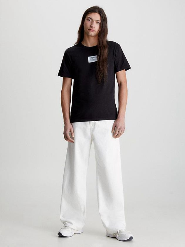 Black Calvin Klein Badge Men T-Shirt | RHKD-74956