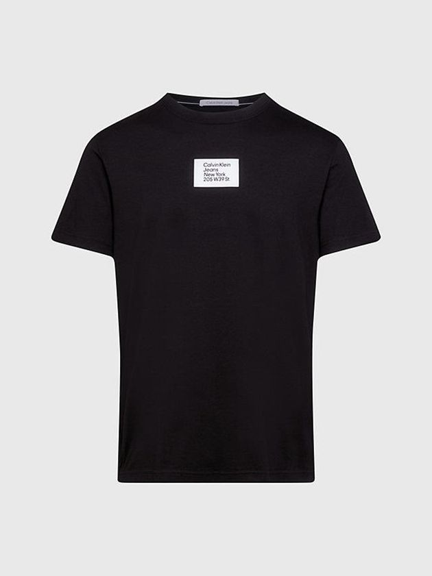 Black Calvin Klein Badge Men T-Shirt | RHKD-74956