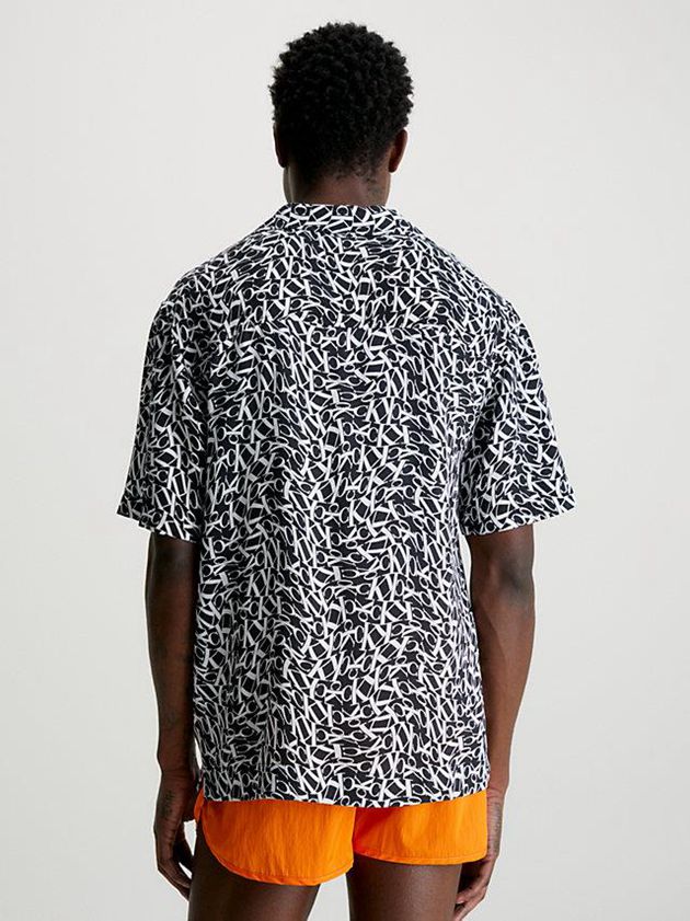 Black Calvin Klein Beach - CK Monogram Men Shirts | QUOB-49013