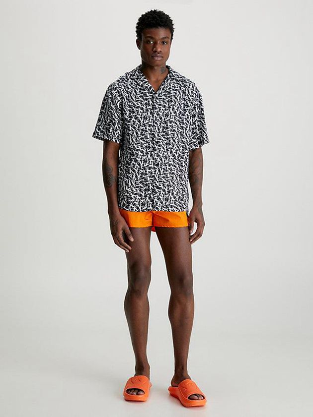 Black Calvin Klein Beach - CK Monogram Men Shirts | QUOB-49013