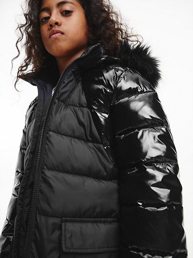 Black Calvin Klein Belted Puffer Coat Girls's Jacket | OJRK-35978