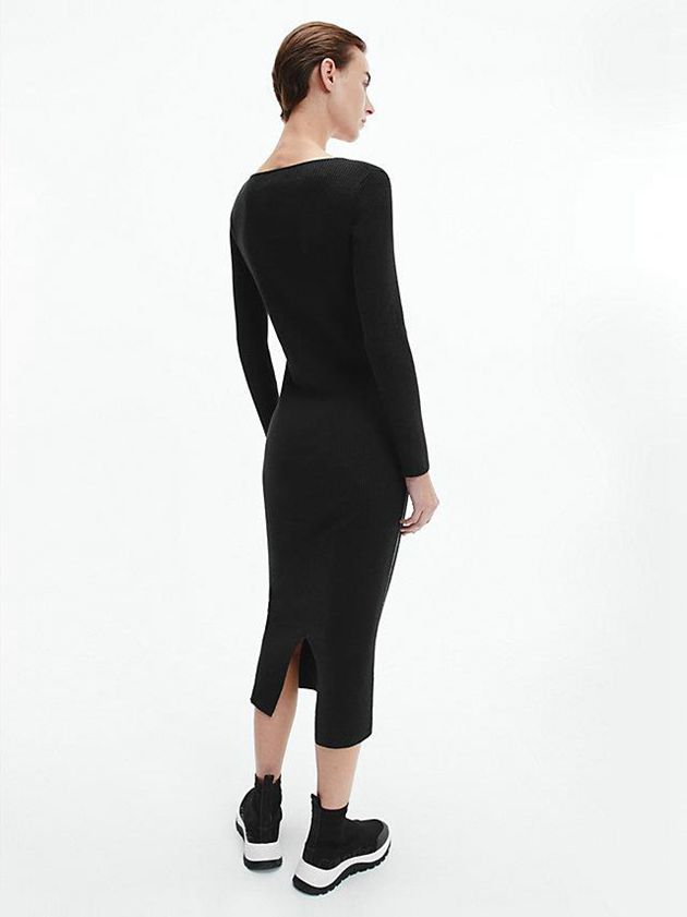 Black Calvin Klein Bodycon Jumper Women Dress | PGTN-69807