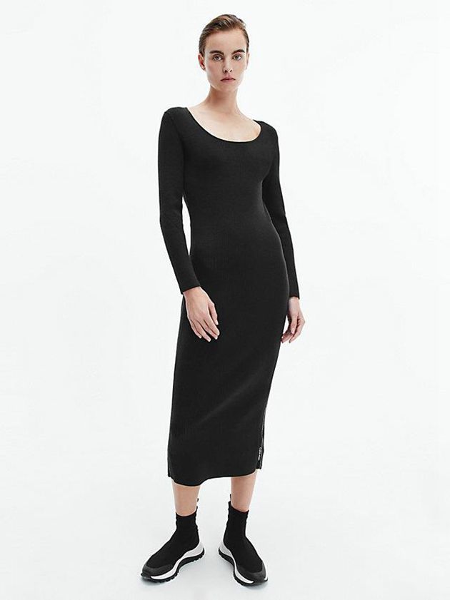 Black Calvin Klein Bodycon Jumper Women Dress | PGTN-69807