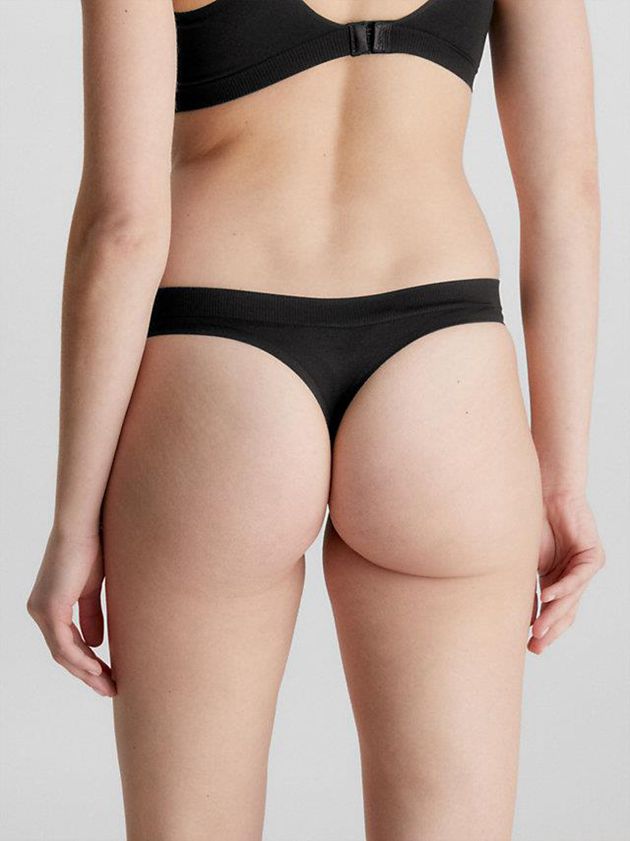 Black Calvin Klein Bonded Flex Women Thong | JFBD-93756