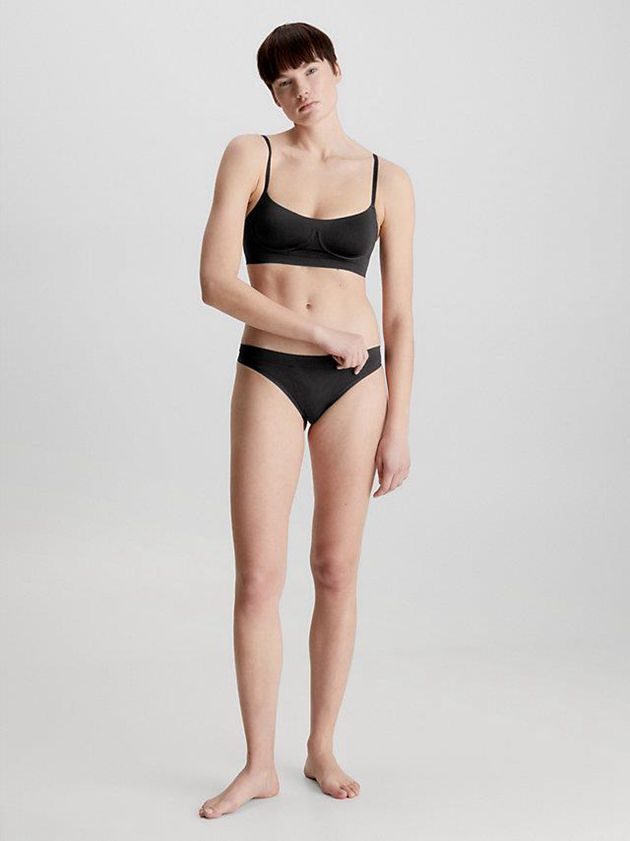 Black Calvin Klein Bonded Flex Women Thong | JFBD-93756