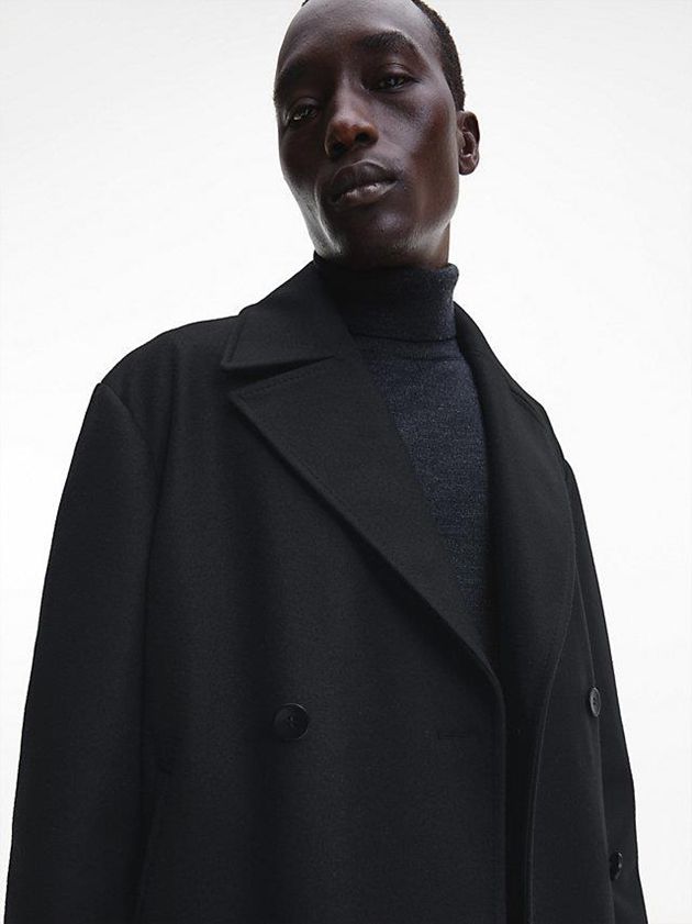 Black Calvin Klein Bonded Wool Men Coat | ARFN-67419