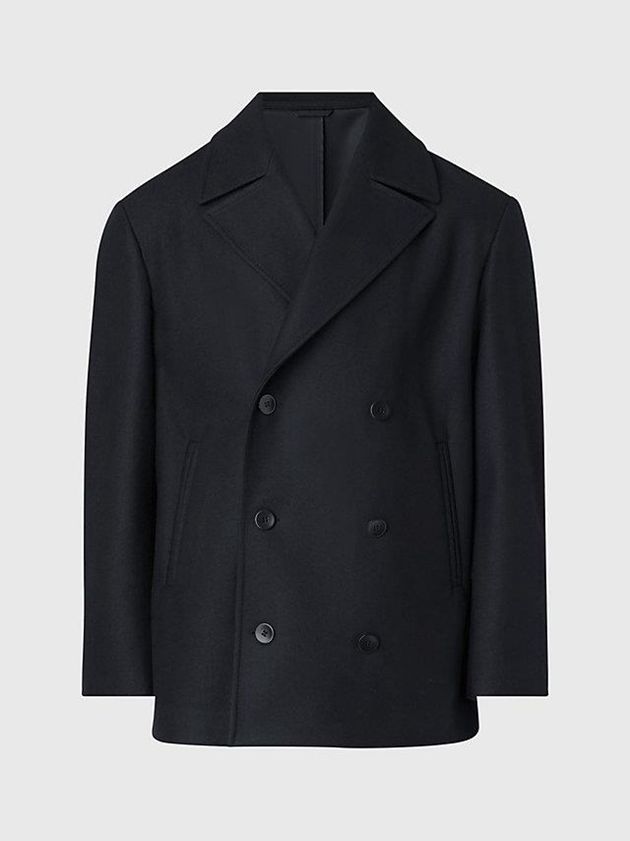 Black Calvin Klein Bonded Wool Men Coat | ARFN-67419
