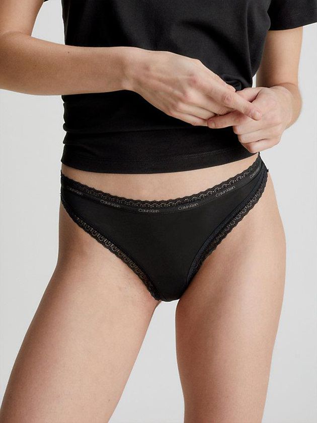 Black Calvin Klein Bottoms Up Women Thong | CRFV-90627
