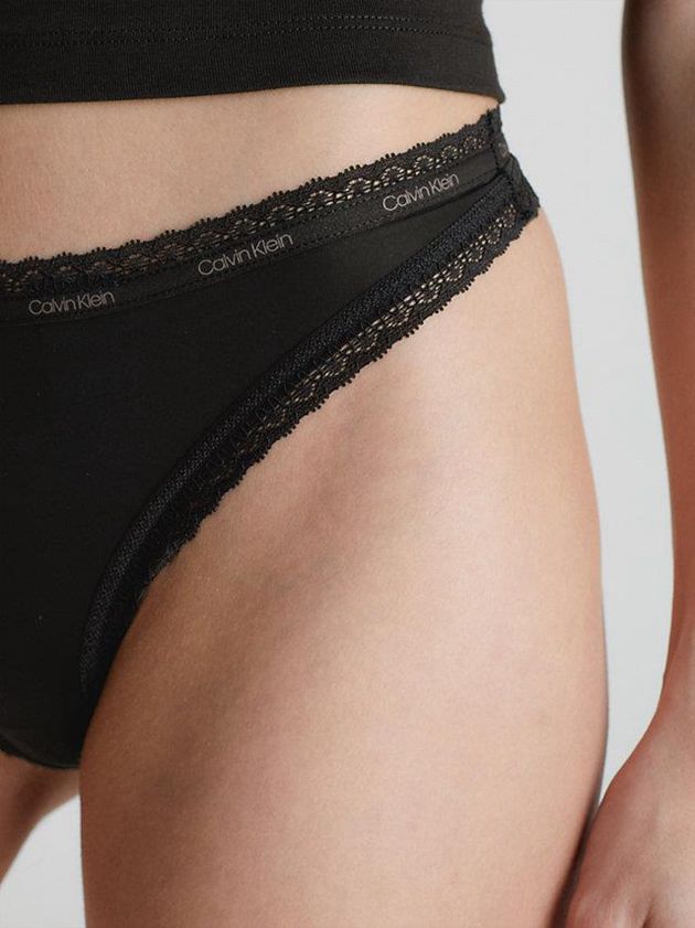 Black Calvin Klein Bottoms Up Women Thong | CRFV-90627