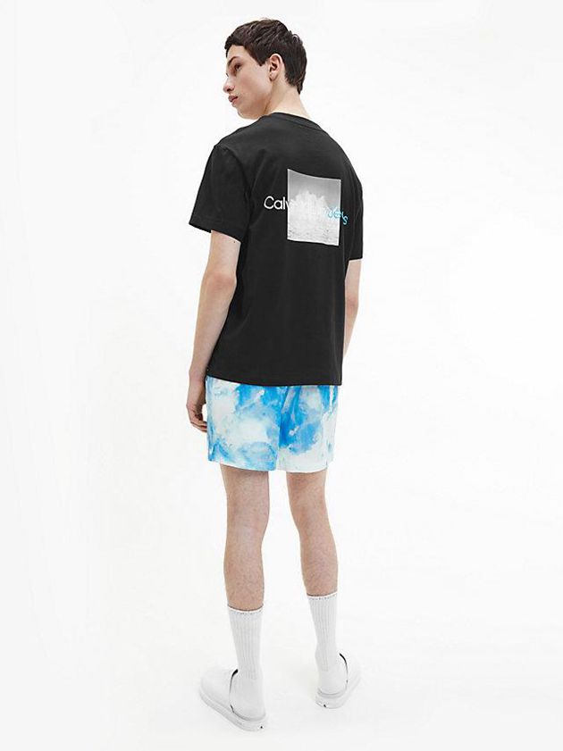 Black Calvin Klein Boxy Logo Men T-Shirt | HGWY-71593