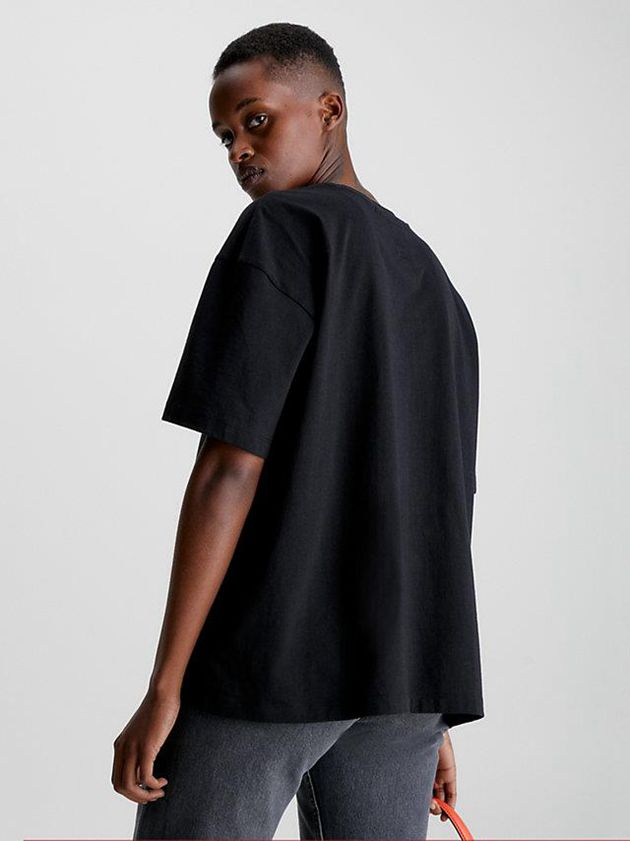 Black Calvin Klein Boyfriend Logo Women T-Shirt | QJDY-17328