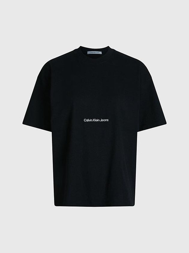 Black Calvin Klein Boyfriend Logo Women T-Shirt | QJDY-17328