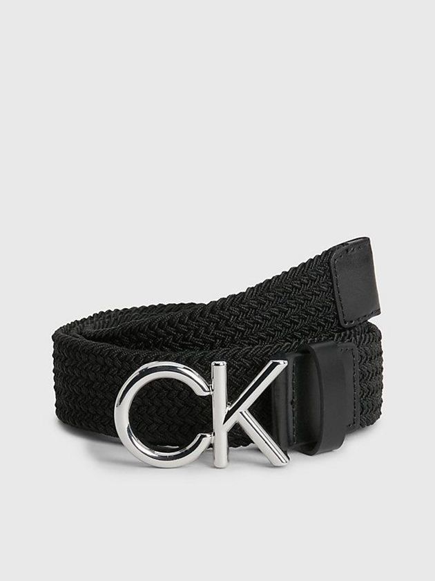 Black Calvin Klein Braided Men Belt | VPZR-30197