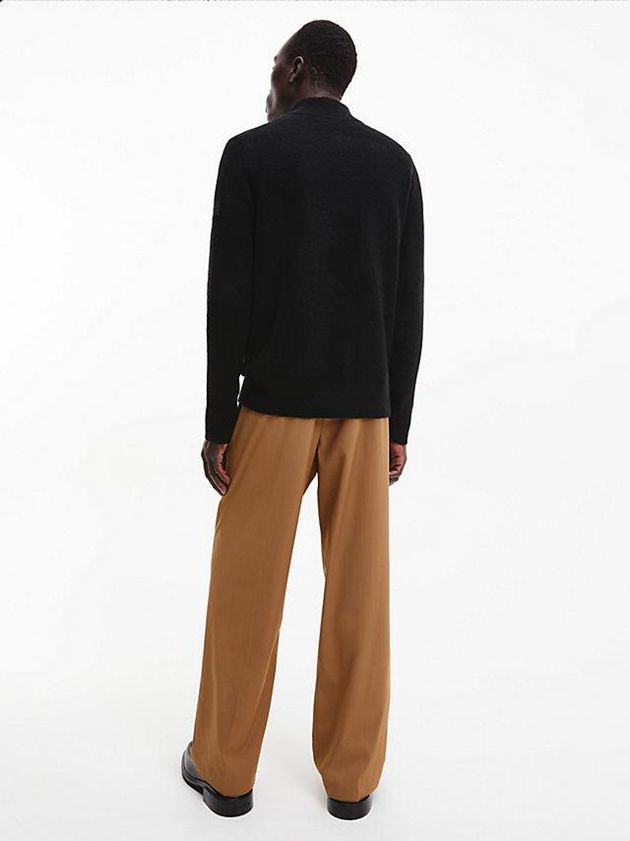 Black Calvin Klein Button Neck Jumper Men Sweater | UMXR-25809