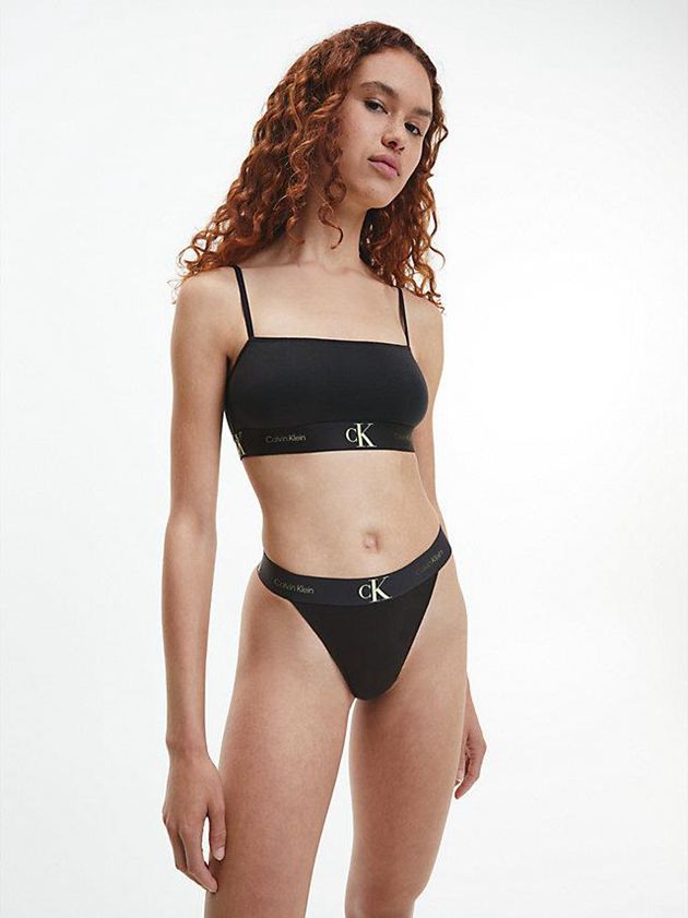 Black Calvin Klein CK One Women Thong | FMKW-38067