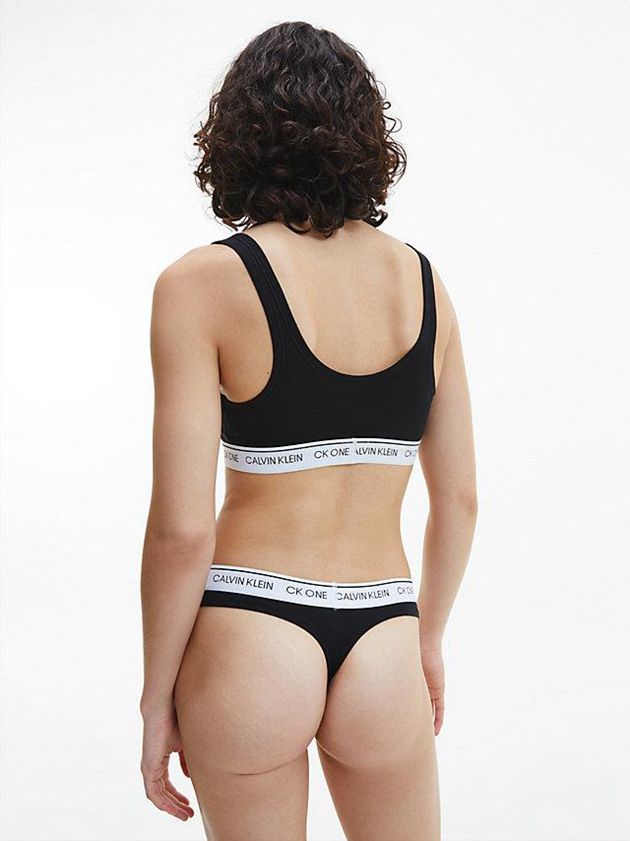 Black Calvin Klein CK One Women Thong | MFVS-05791