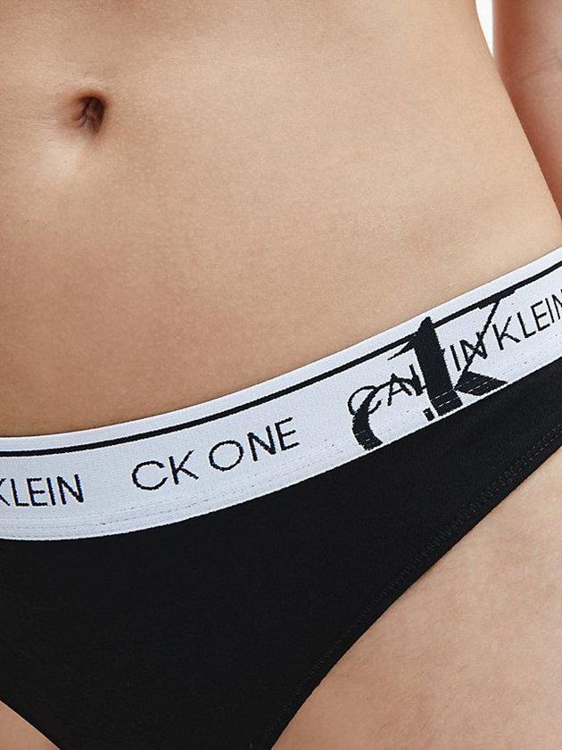 Black Calvin Klein CK One Women Thong | MFVS-05791