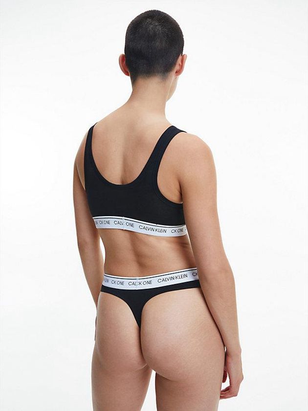 Black Calvin Klein CK One Women Thong | MFVS-05791