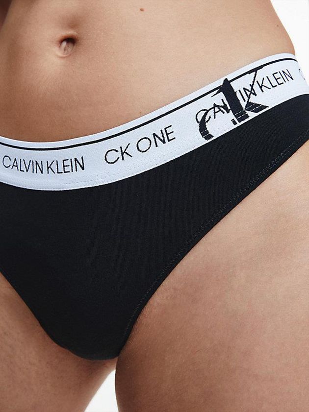 Black Calvin Klein CK One Women Thong | MFVS-05791
