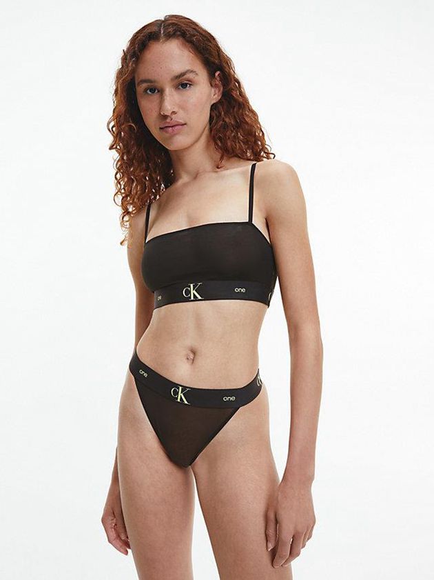 Black Calvin Klein CK One Women Thong | TXBW-36175