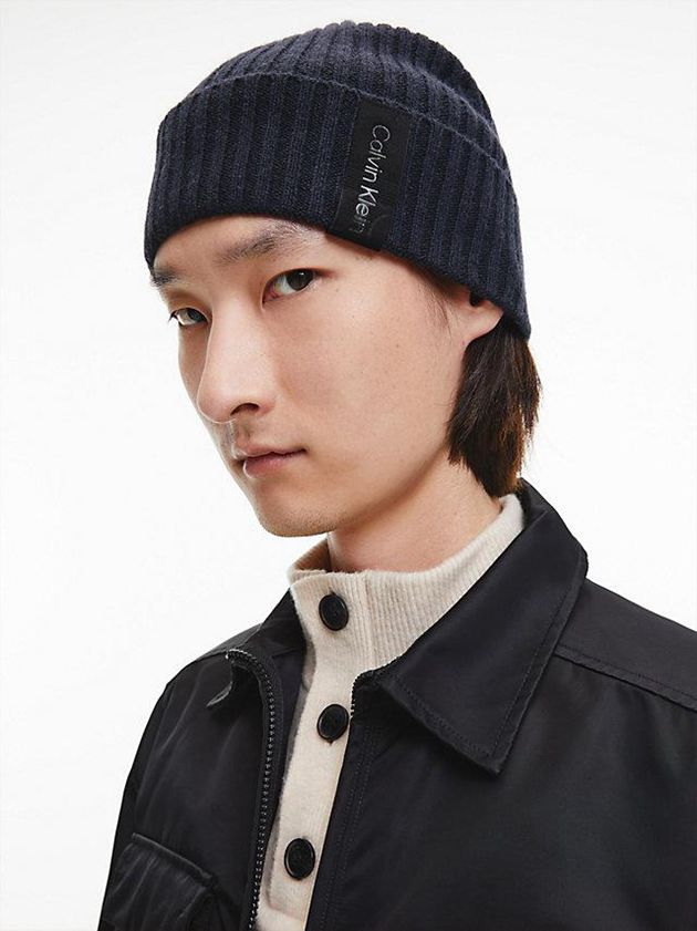 Black Calvin Klein Cashmere Men Beanie | VWDZ-20319