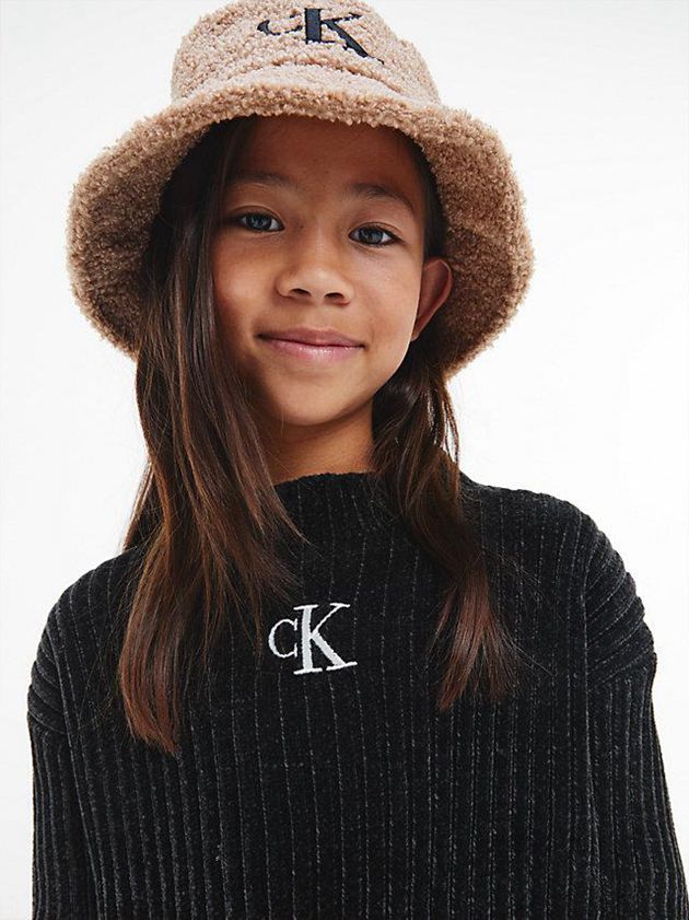 Black Calvin Klein Chenille Jumper Girls's Sweater | BRCV-76890