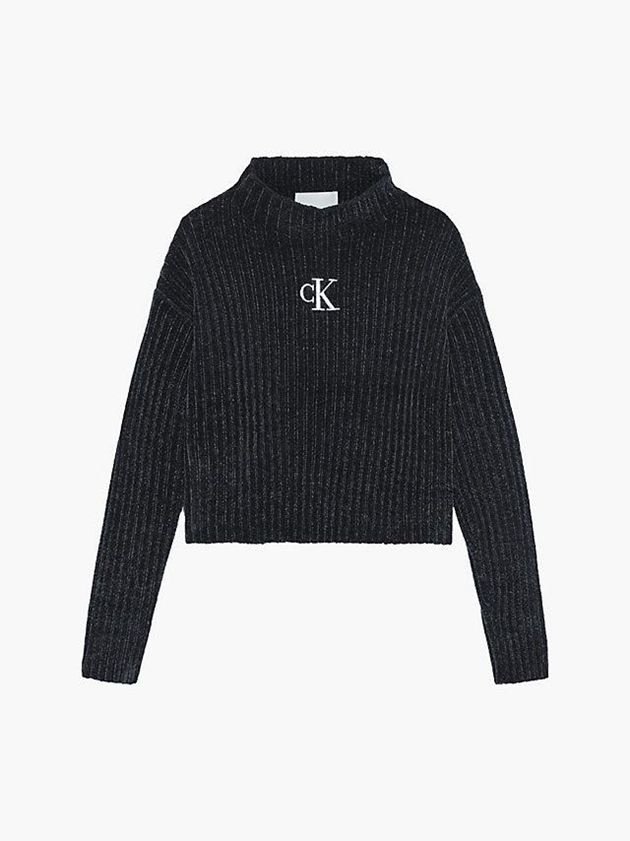 Black Calvin Klein Chenille Jumper Girls's Sweater | BRCV-76890