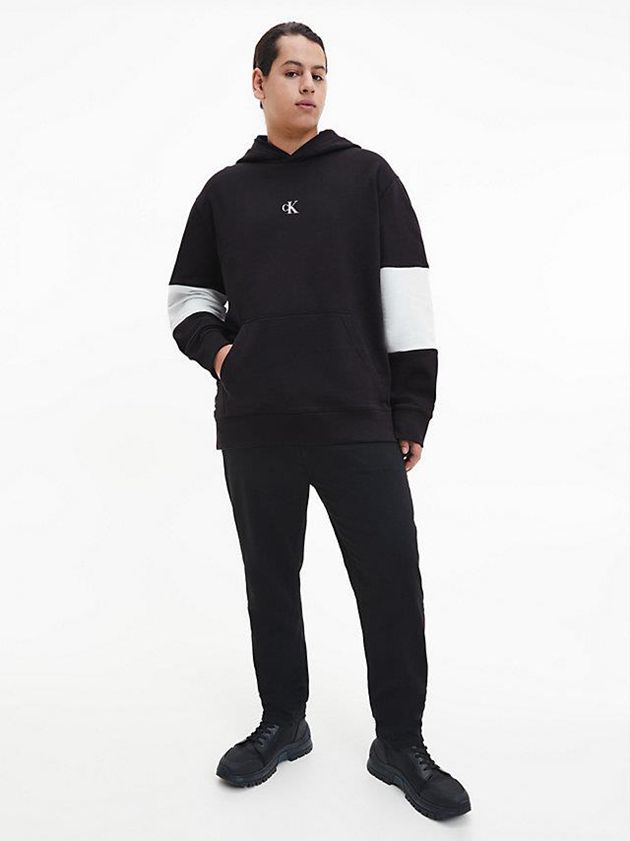 Black Calvin Klein Colour Block Men Hoodie | BHMF-07856