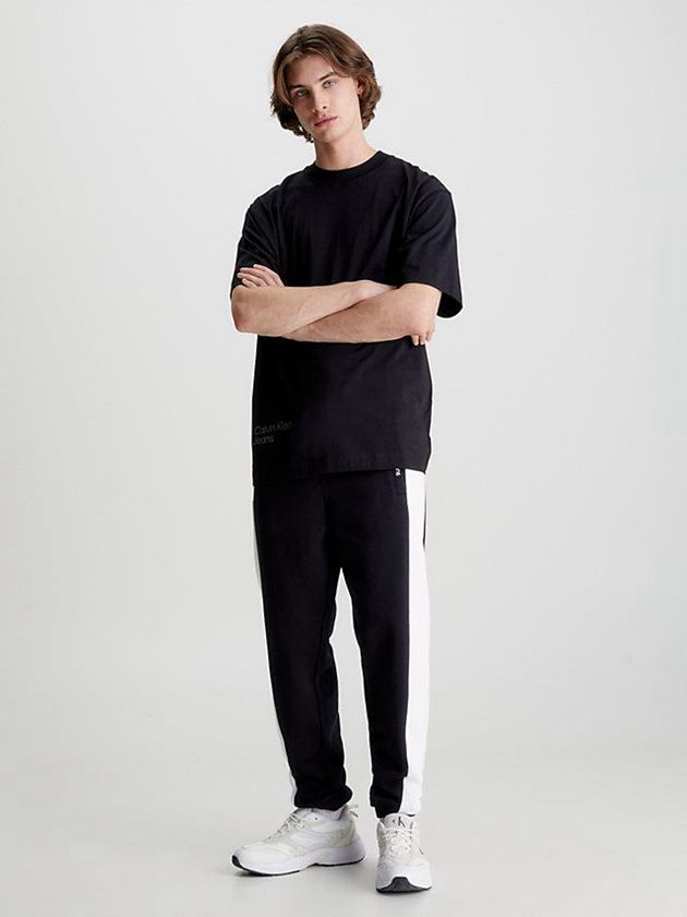 Black Calvin Klein Colour Block Men Joggers | QIEN-41820