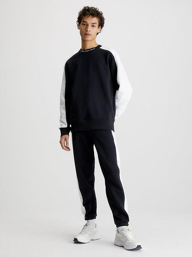 Black Calvin Klein Colour Block Men Sweatshirt | EZTF-78913