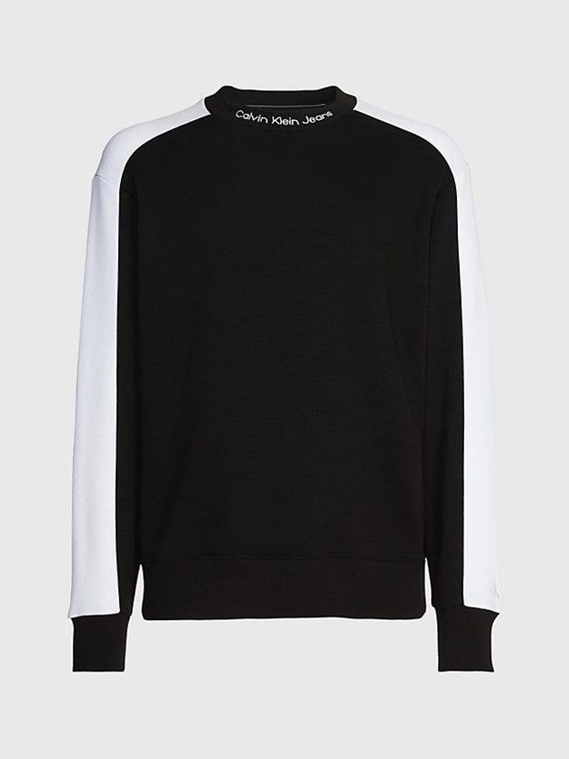 Black Calvin Klein Colour Block Men Sweatshirt | EZTF-78913
