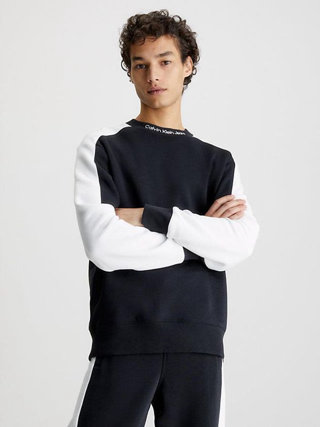 Black Calvin Klein Colour Block Men Sweatshirt | EZTF-78913