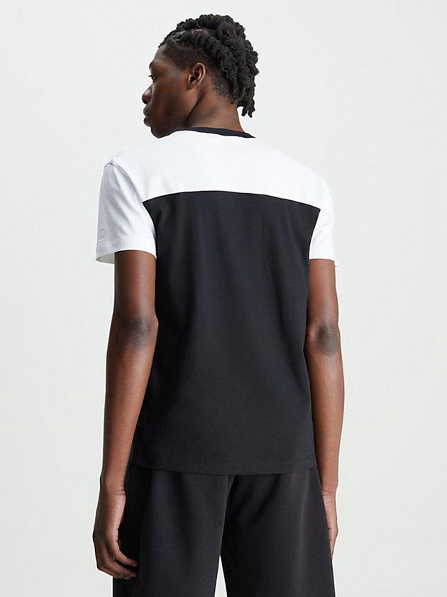 Black Calvin Klein Colour Block Men T-Shirt | ZVYX-71843