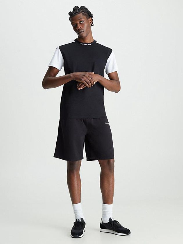 Black Calvin Klein Colour Block Men T-Shirt | ZVYX-71843