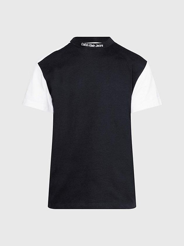 Black Calvin Klein Colour Block Men T-Shirt | ZVYX-71843