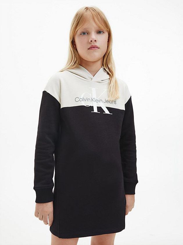 Black Calvin Klein Colourblock Hoodie Girls's Dress | BVAK-62981