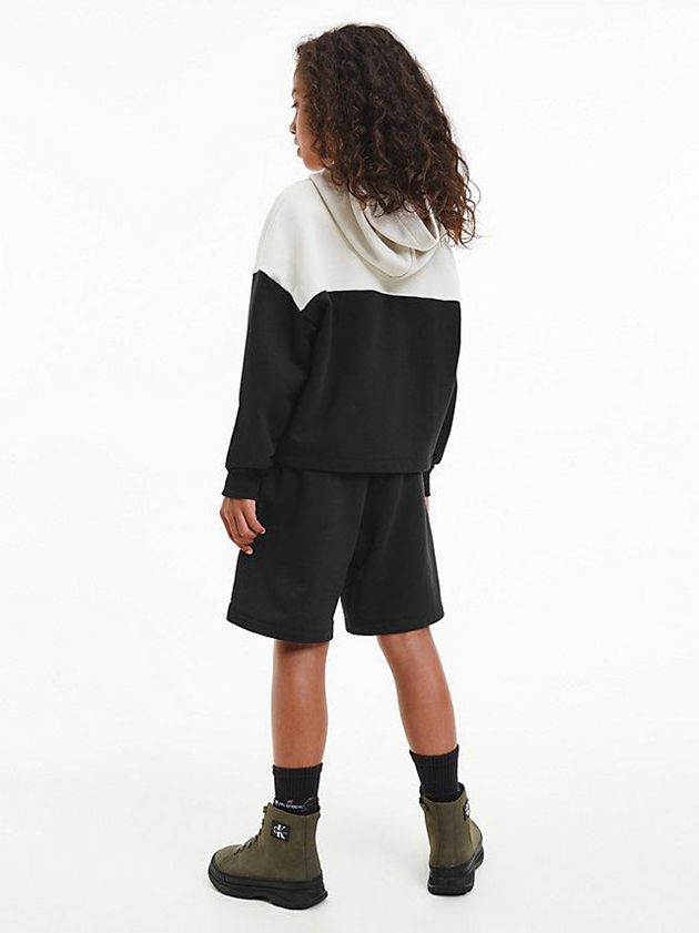 Black Calvin Klein Colourblock Logo Girls's Hoodie | QRID-42758