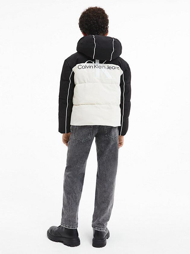 Black Calvin Klein Colourblock Logo Puffer Boys's Jacket | WETH-91240